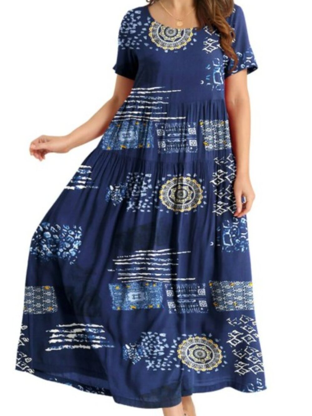 Summer Dresses/Casual/Loose/Maxi Bohemian Floral Beachwear(2XL-PlusSz)